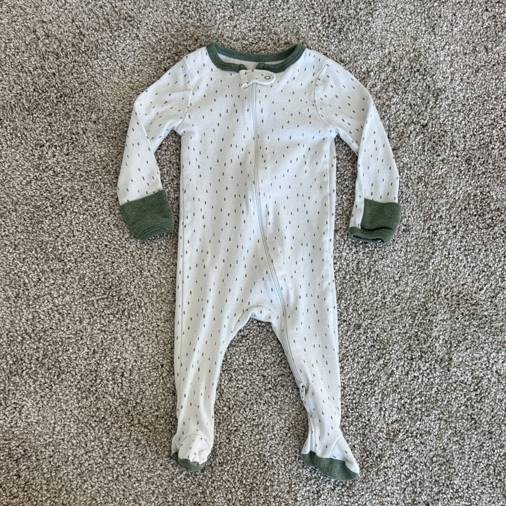 Cloud Island Set of 3 Sleeper Footies 2-Way Zip - Green, White, and Gray - Picture 4 of 6